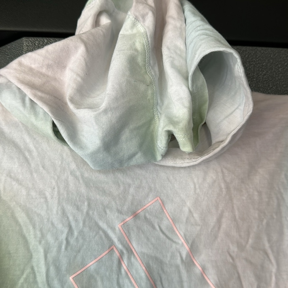 Girls Adidas tie die high low tee hoodie Sz Small 7/8 - Picture 6 of 9